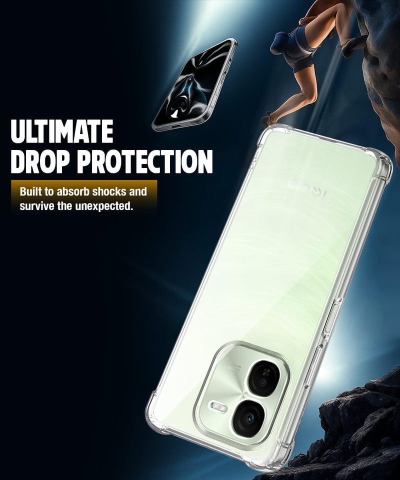 WOW IMAGINE Clear Back Cover Case for iQOO Z9x 5G | Shockproof Soft TPU Case | Cushioned Edges for Ultimate Protection Back Cover Case - Transparent - Image 3