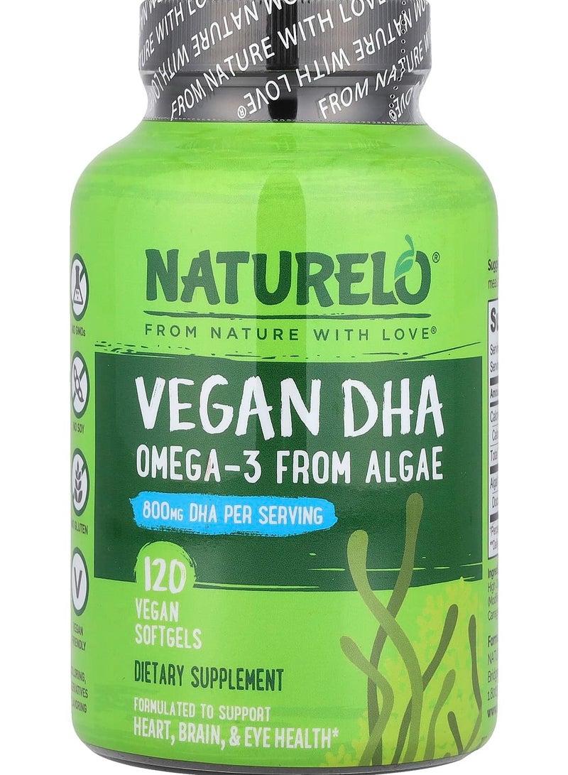 Vegan DHA Omega-3 from Algae 800 mg 120 Vegan Softgels (400 mg per Softgel)