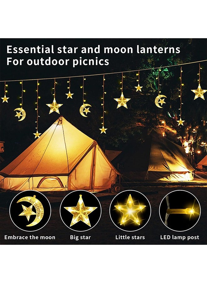 Yoawllty Ramadan Lights,Ramadan Night Lights,Ramadan Decorations,Ramadan Star Moon Decorative Lights for Home and Party(12 Lights Strings)  - Image 2