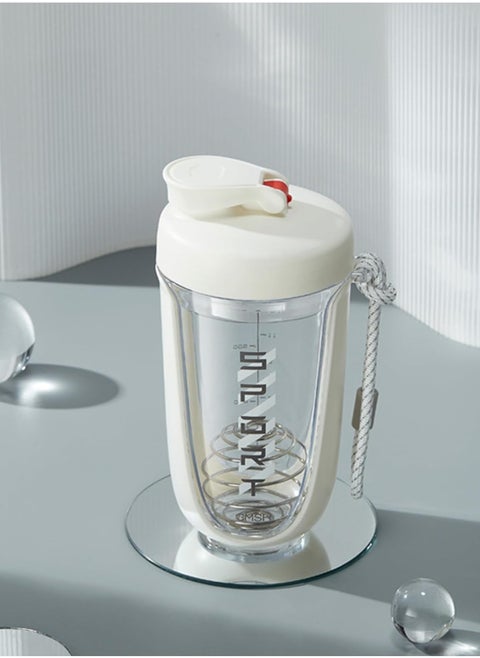 20 oz Protein Shaker Bottle, Leakproof Shaker Cups for Protein Shakes, BPA-Free Blender Bottle with Mixing Ball, Ideal for Gym, Fitness, and Smoothie(White）