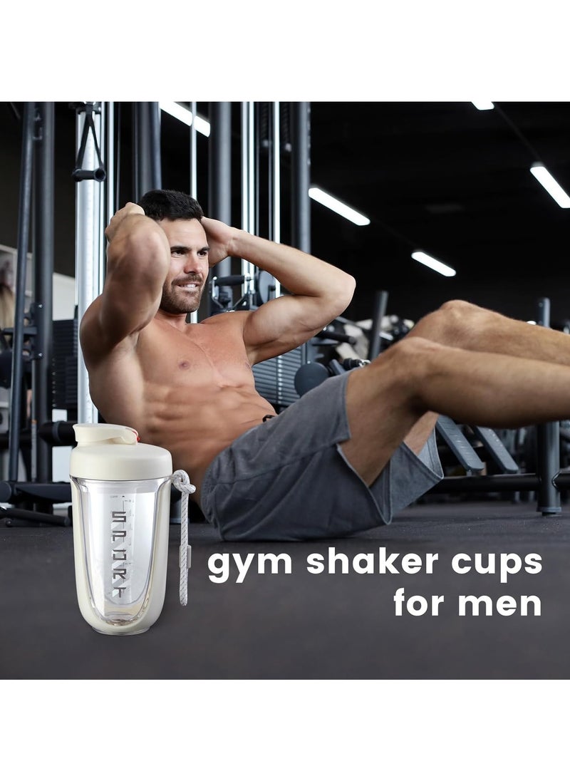 OHAHO - 20 oz Protein Shaker Bottle, Leakproof Shaker Cups for Protein Shakes, BPA-Free Blender Bottle with Mixing Ball, Ideal for Gym, Fitness, and Smoothie(White） - Image 1