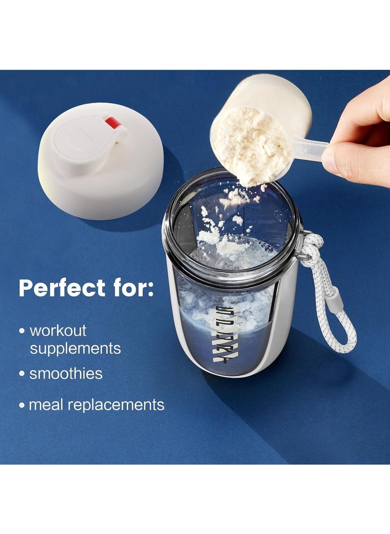 OHAHO - 20 oz Protein Shaker Bottle, Leakproof Shaker Cups for Protein Shakes, BPA-Free Blender Bottle with Mixing Ball, Ideal for Gym, Fitness, and Smoothie(White） - Image 1