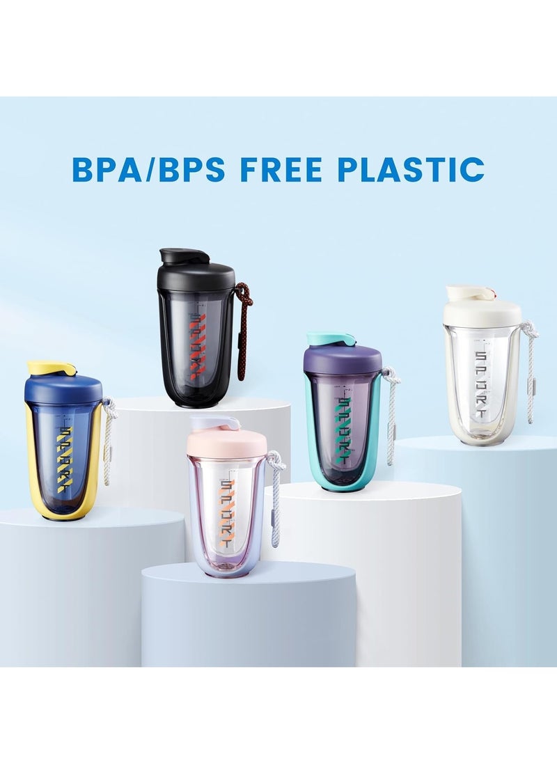 OHAHO - 20 oz Protein Shaker Bottle, Leakproof Shaker Cups for Protein Shakes, BPA-Free Blender Bottle with Mixing Ball, Ideal for Gym, Fitness, and Smoothie(White） - Image 1