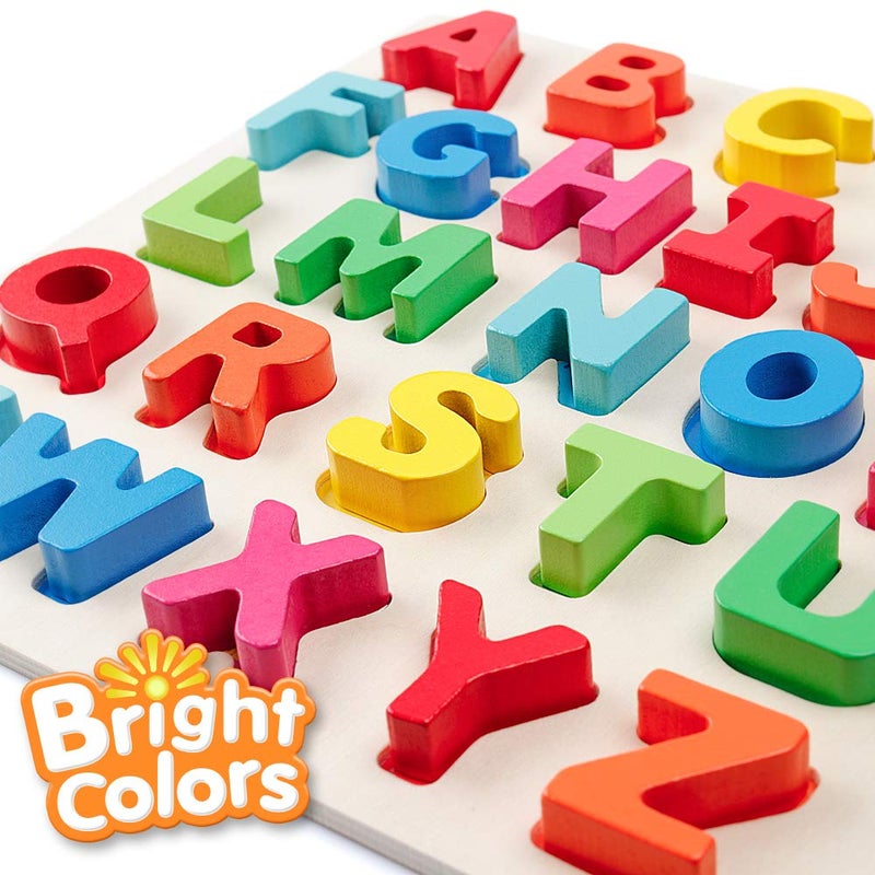 Coogam Wooden Alphabet Puzzle â€“ ABC Letters Sorting Board Blocks Montessori Matching Game Jigsaw Educational Early Learning Toy Gift for Preschool Year Old Kids - Image 2