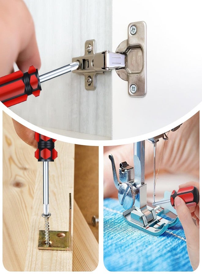 oruola مفك براغي قصير مسطح من Oruola، 6 قطع، مفك براغي قصير بلونين، مفكات براغي مسطحة وفيليبس، لمقبض الباب وإصلاح الأثاث ومشاريع الخياطة DIY (بطول 8 سم) - Image 5