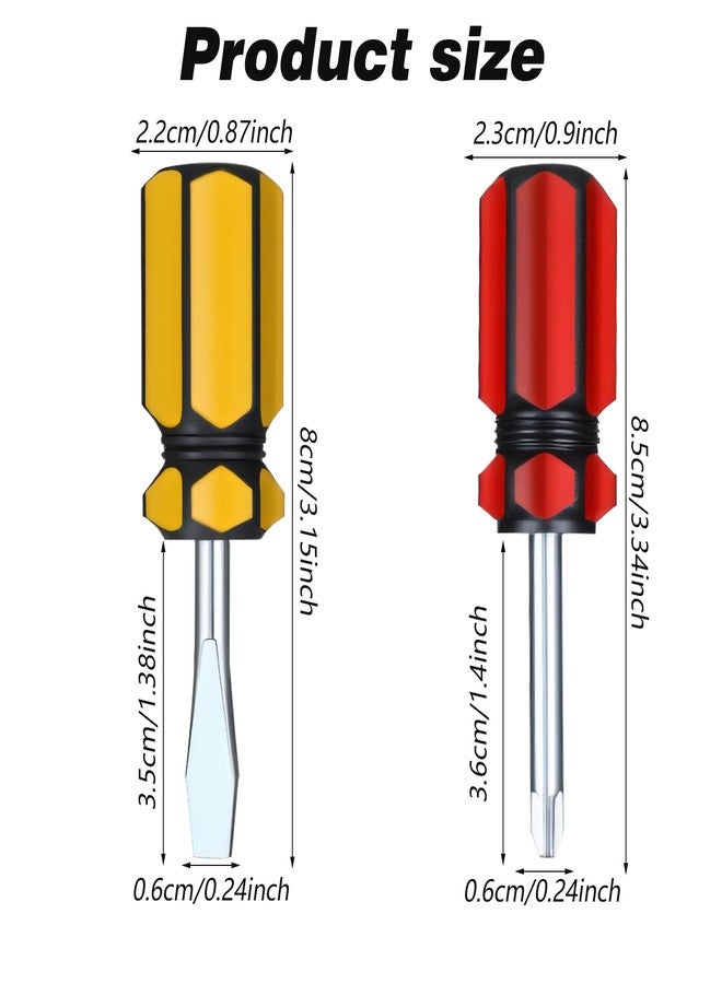 oruola مفك براغي قصير مسطح من Oruola، 6 قطع، مفك براغي قصير بلونين، مفكات براغي مسطحة وفيليبس، لمقبض الباب وإصلاح الأثاث ومشاريع الخياطة DIY (بطول 8 سم) - Image 2