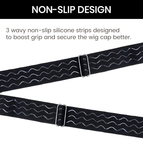 Jozlynn Adjustable Elastic Wig Band with Hooks No Slip Band for Glueless Wigs Black Lace Front Wig Strap for Wigs Making 3Pcs (Black) - Image 2