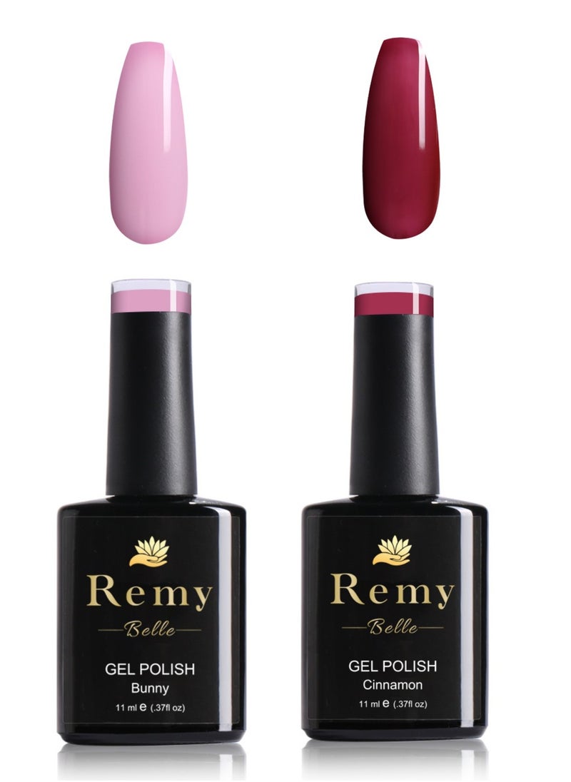 Remy Belle - Gel Nail Polish Set 2 x 11 ml, Bunny and Cinnamon, Requires Curing Nails Under UV Light or LED Lamp - Image 1