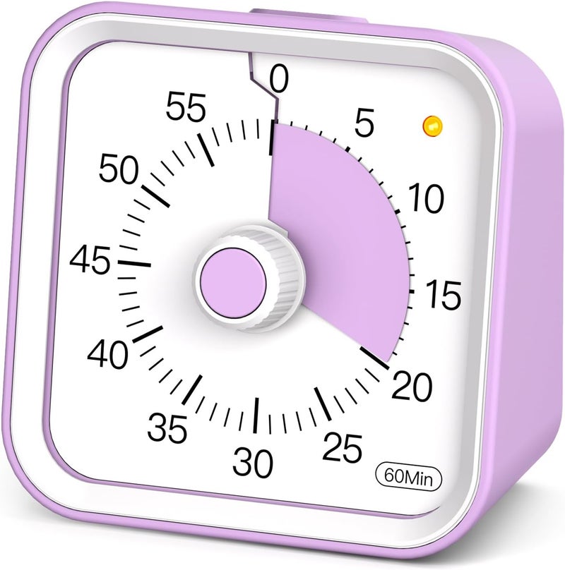 InfPokid Visual Timer with Pause Function, 60 Minute Countdown, Pomodoro Timer for Kids and Adults, Productivity Timer, Time Management for Kitchen Cooking, Study, Teaching, Office Meetings (Purple) - Image 1