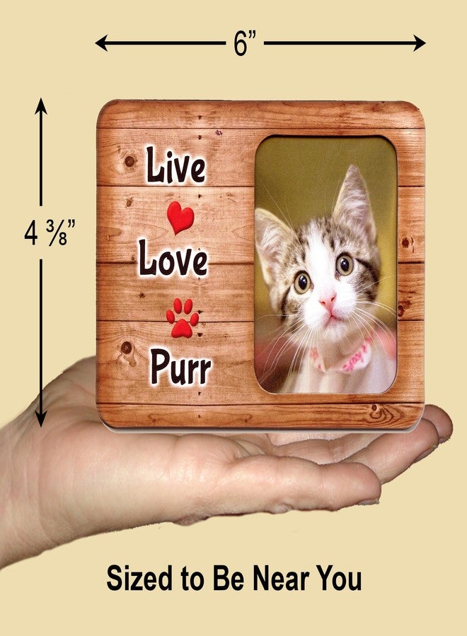 Expressly Yours! Photo Expressions "Live Love Purr" Picture Frame Gifts for Cat Lovers, Compact Size to Keep Memories Close, Holds Wallet Size Photo, Versatile Display Options - Use Easel or Magnetic - Image 4