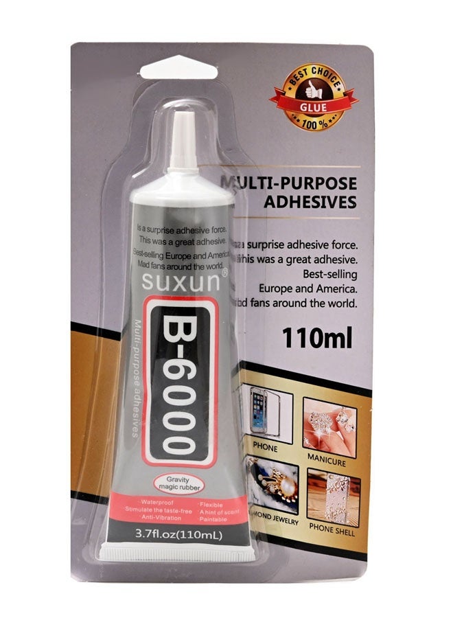 All Purpose Adhesive - 110ml 3.7oz Multi-Function B-6000 Clear Waterproof Adhesive Glue with Precision Tip for Jewelry, Crafts, Phone Repair, Fabric, Plastic, Wood, Glass, & DIY Projects - Image 4