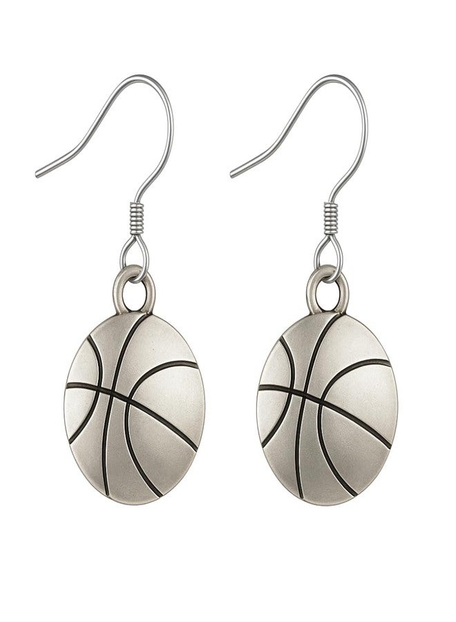 إنفينيتي كوليكشن مجموعة إنفينيتي - أقراط متدلية على شكل كرة سلة - مجوهرات من الفولاذ المقاوم للصدأ للنساء - هدايا للاعبات والأمهات والفرق الرياضية - Image 1