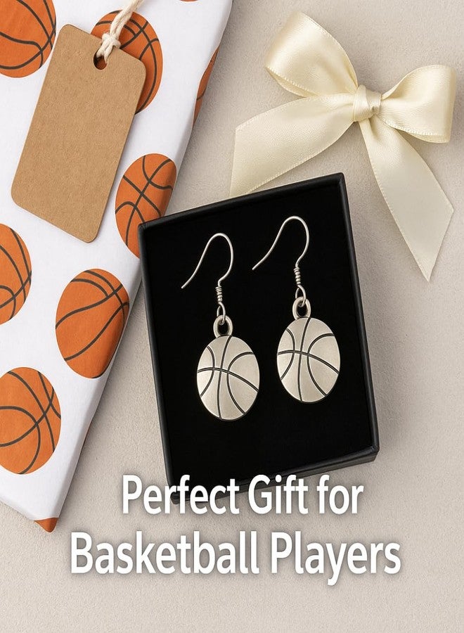 إنفينيتي كوليكشن مجموعة إنفينيتي - أقراط متدلية على شكل كرة سلة - مجوهرات من الفولاذ المقاوم للصدأ للنساء - هدايا للاعبات والأمهات والفرق الرياضية - Image 3