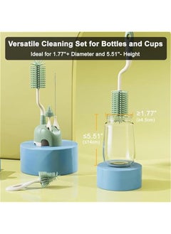 MOXO Silic Bottle Brush Set with Stand 360° Rotating Silic Bottle Cleaning Brush Cleaner Set Long Handle 3 in 1 Multipurpose Silic Baby Bottle Straw Cleaner Brush (Green).  - Image 2