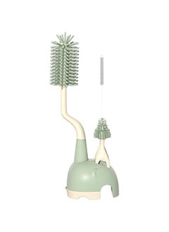 MOXO Silic Bottle Brush Set with Stand 360° Rotating Silic Bottle Cleaning Brush Cleaner Set Long Handle 3 in 1 Multipurpose Silic Baby Bottle Straw Cleaner Brush (Green).  - Image 1