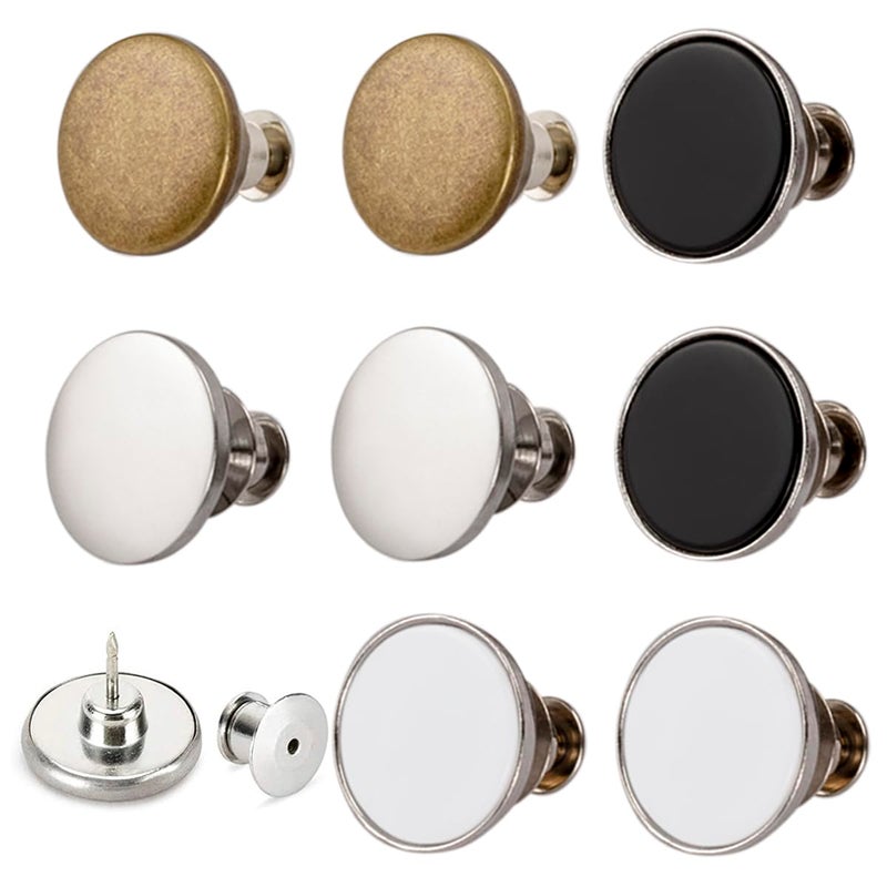 ZENGLU 8 Sets of 17 mm Pants Button, Jean Buttons Pins for Loose Jeans, Adjustable Button for Jeans, Reusable and Adjustable Metal Pants Button Tightener - Image 1