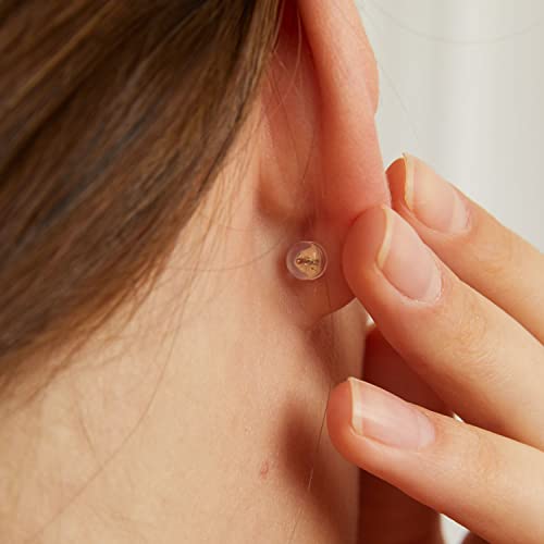 VOLUKA 14K Gold Silicone Earring Backs Replacement | Rubber Earrings Backs for Studs |Plastic Earring Backing Secure (1 Pair 14K Gold) - Image 3