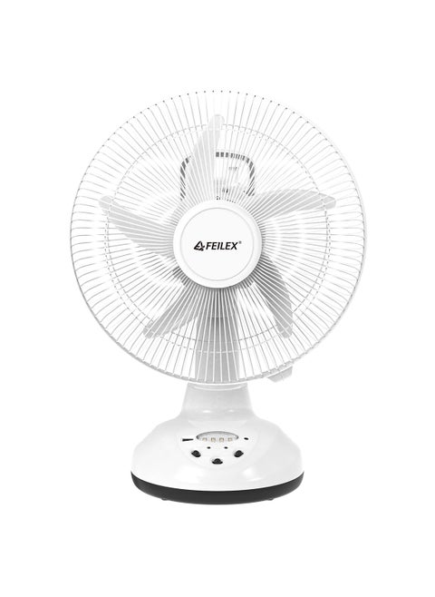 Table Fan 12" Rechargeable 2 Speed AC/DC، White