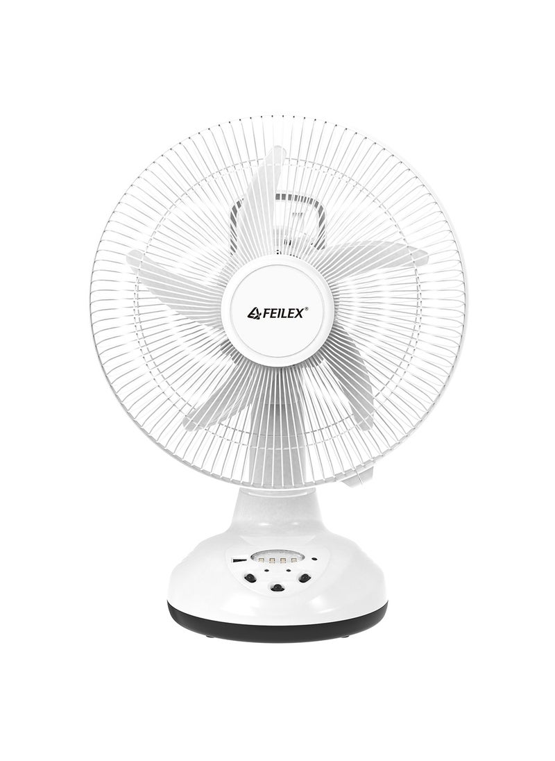 Feilex Table Fan 12" Rechargeable 2 Speed AC/DC، White  - Image 1