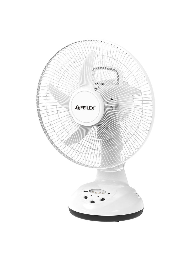 Feilex Table Fan 12" Rechargeable 2 Speed AC/DC، White  - Image 2
