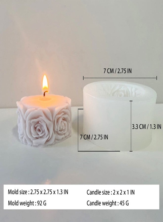 ZAKVOOR Rose Flower Column Candle Molds Valentine's Day Cylinder Resin Casting Mold for Candle Making Resin Casting Silicone Mold for DIY Candle Making Polymer Clay Craft Plaster - Image 2