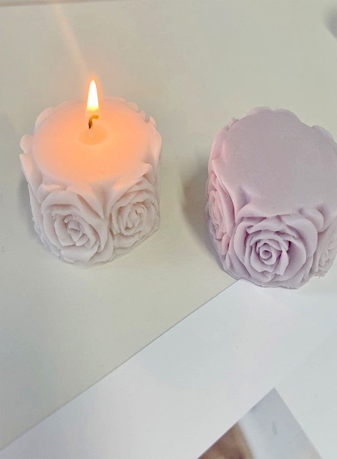 ZAKVOOR Rose Flower Column Candle Molds Valentine's Day Cylinder Resin Casting Mold for Candle Making Resin Casting Silicone Mold for DIY Candle Making Polymer Clay Craft Plaster - Image 4