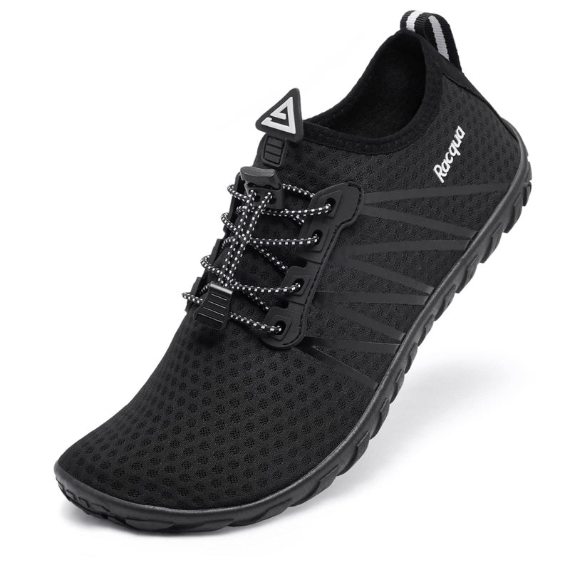 Racqua Men&Women Water Shoes Quick-Dry Non-Slip Aqua Shoes Outdoor Water Skiing Windsurfing Sailing Barefoot Beach Shoes Black 8.5 Women/7.5 Men - Image 1
