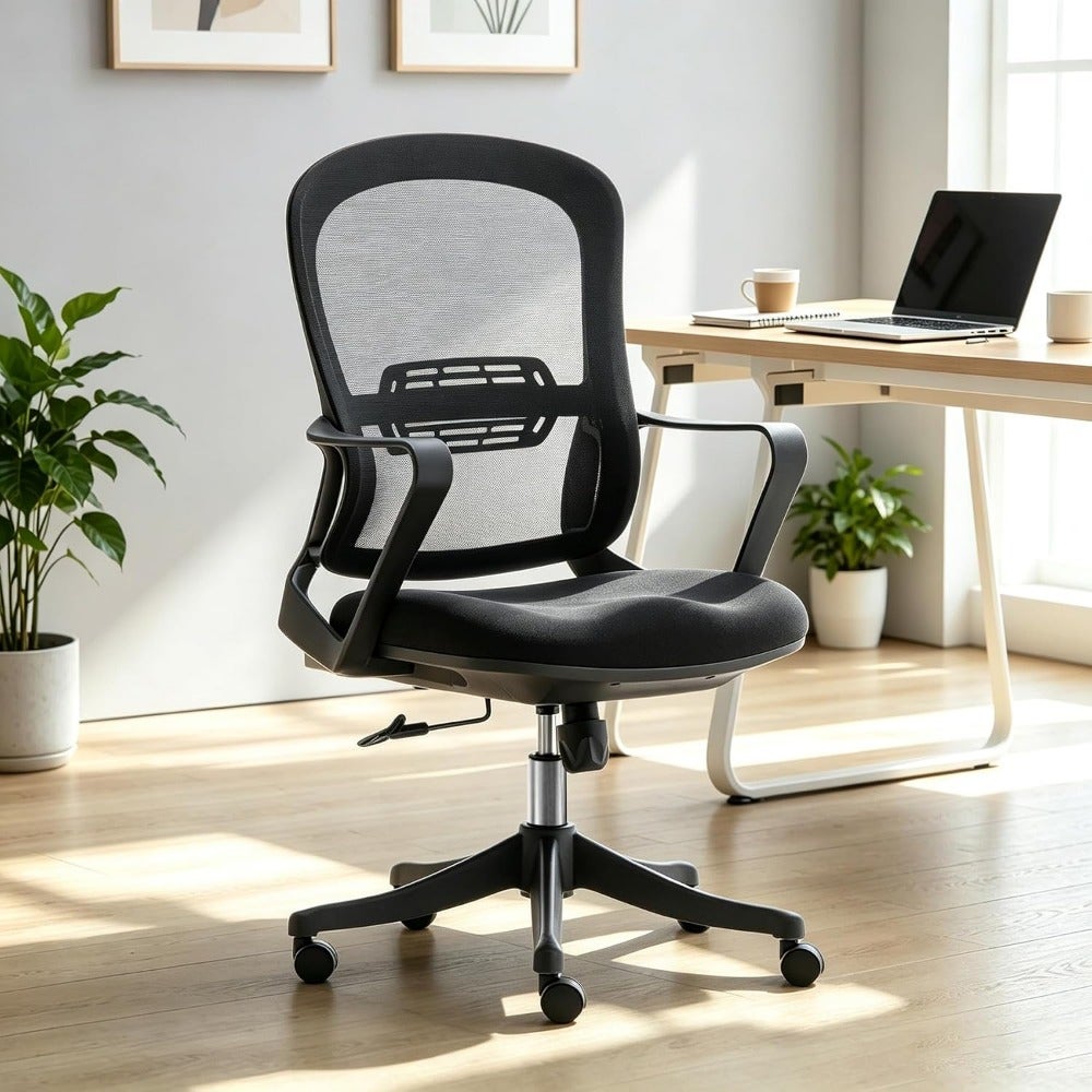 Ergonomic Office Chair for Home Office Use, Breathable Black Mesh with Adjustable Lumbar Support and 360 Swivel Function