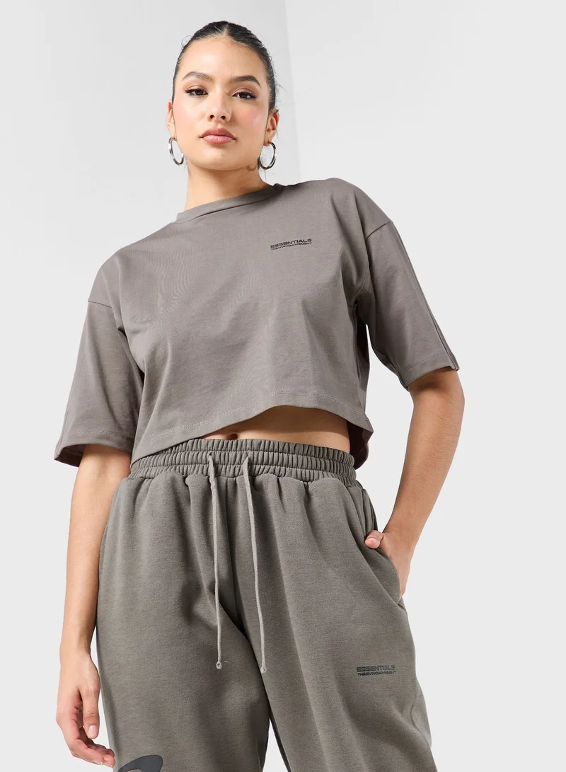The Giving Movement Boxy Space Printed Cropped T-Shirt