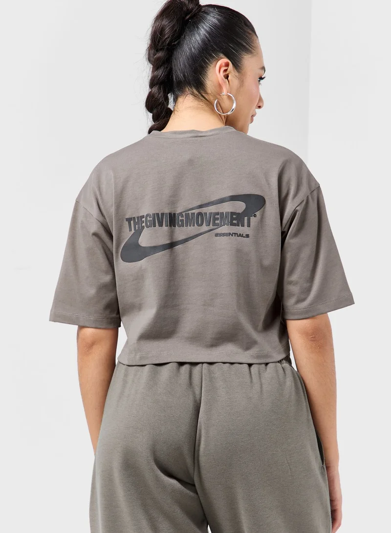 The Giving Movement Boxy Space Printed Cropped T-Shirt