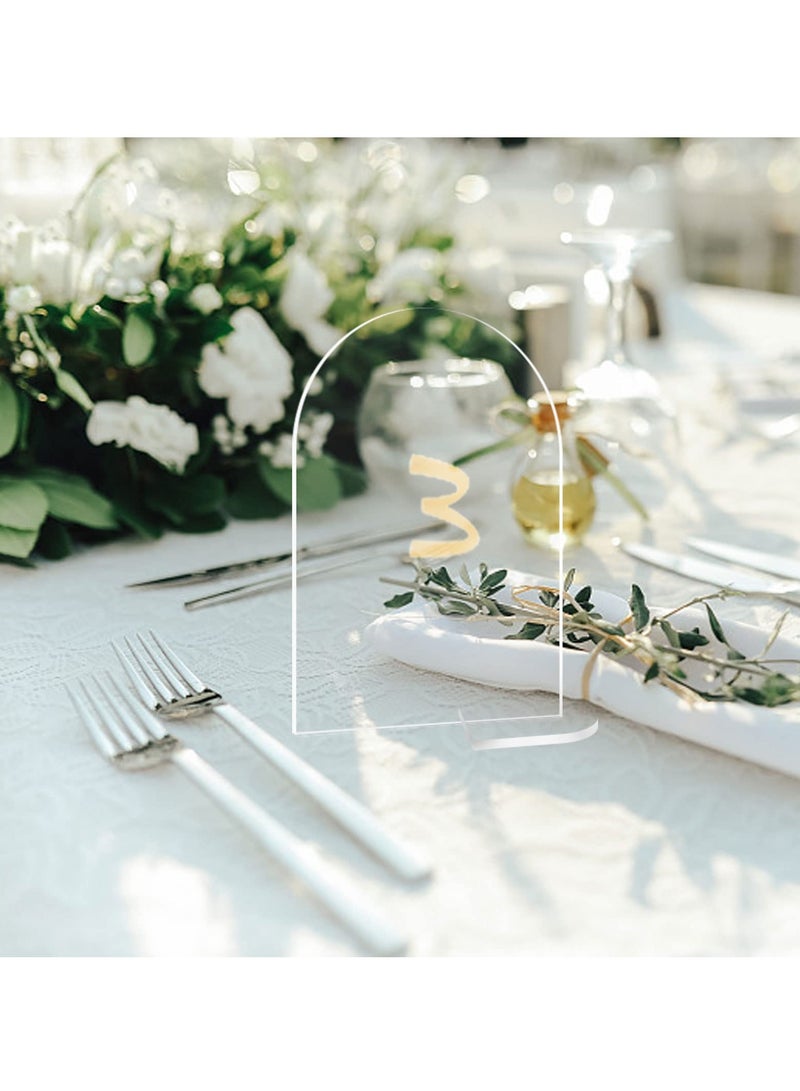 SYOSI Clear Arch Acrylic Signs with Stands, 20Pcs Acrylic Blank Plate Seating Cards Arched Round Top Guest Names Cards Table Numbers for Wedding Party Event Decor  - Image 4