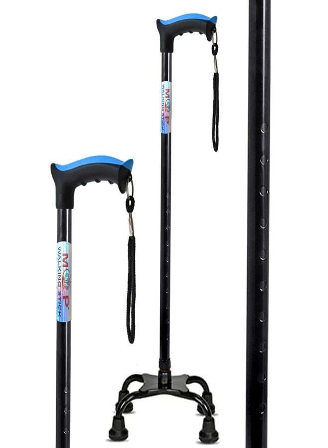 MCP Thunderbolt Self Standing Walking Stick for Old People, Cane Stick for Men & Women, Aluminum Walking Stick for Seniors & Adults, Hand Stick for Walking (Quadripod Black) - Image 1