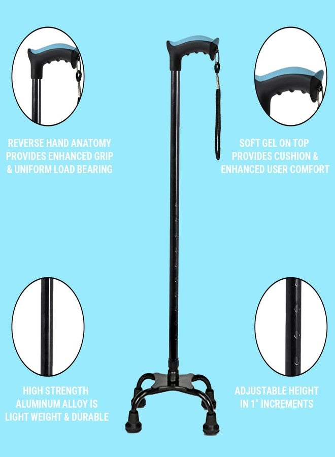 MCP Thunderbolt Self Standing Walking Stick for Old People, Cane Stick for Men & Women, Aluminum Walking Stick for Seniors & Adults, Hand Stick for Walking (Quadripod Black) - Image 3