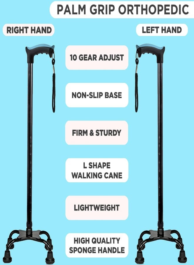 MCP Thunderbolt Self Standing Walking Stick for Old People, Cane Stick for Men & Women, Aluminum Walking Stick for Seniors & Adults, Hand Stick for Walking (Quadripod Black) - Image 2