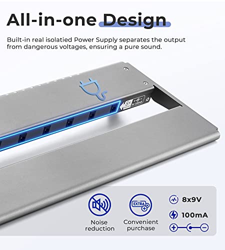 Vangoa Guitar Pedal Board with Built-in Isolated Power Supply, VPPD-S Aluminum Small Portable Folding Powered Guitar Pedalboard with Carry Bag, 2.8lb, Gray - Image 2