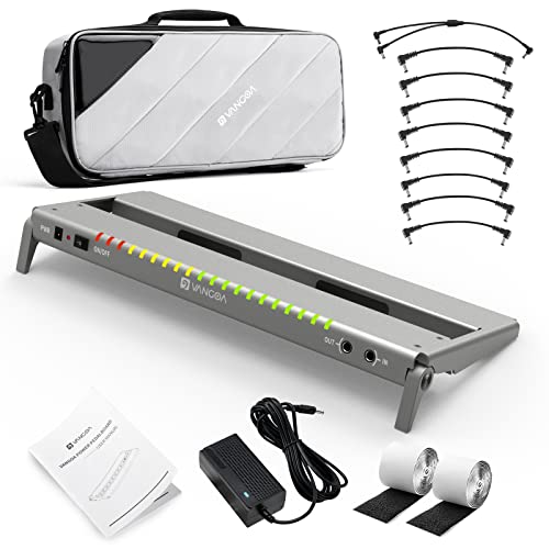 Vangoa Guitar Pedal Board with Built-in Isolated Power Supply, VPPD-S Aluminum Small Portable Folding Powered Guitar Pedalboard with Carry Bag, 2.8lb, Gray - Image 1