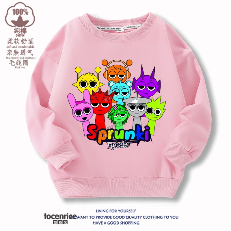 Children'S Sweater Sprunki Rhythm Box Peripheral Clothes Round Neck Cotton And Velvet Top Children'S Clothing - Image 1