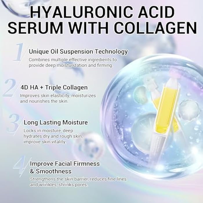 mopayzer 4D Hyaluronic Acid Serum with Collagen, Oil Suspension Serums for Barrier Repair, Facial Firming & Moisturizing, Anti Aging Serum for Balance Oil & Water, 30 Pcs Single-Use Vial for Sensitive Skin - Image 2