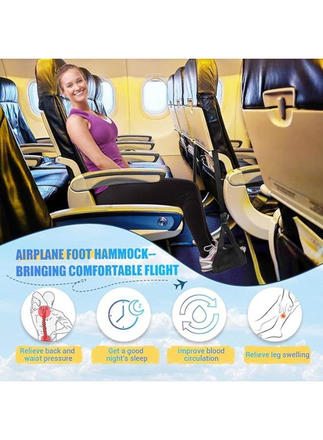 Airplane Foot Rest Hammock with Adjustable Strap, bamboo base, Portable Travel Footrest with Storage Bag,Foot Sling Travel Essentials to Relax Your Feet,19.68 -36.22 - Image 4