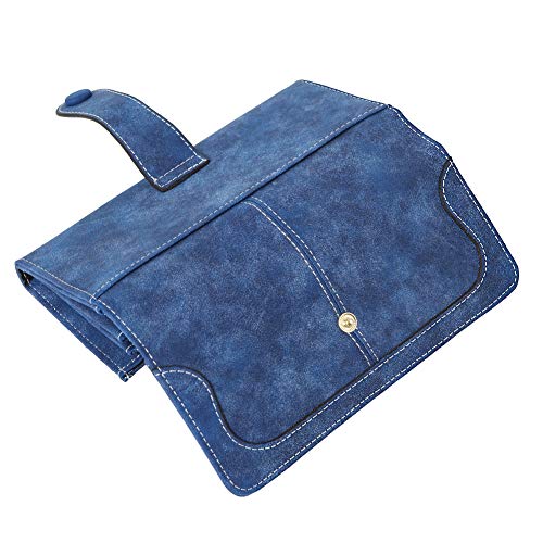 Cynure Women's Vegan Leather 17 Card Slots Card Holder Long Big Bifold Wallet,Navy - Image 4