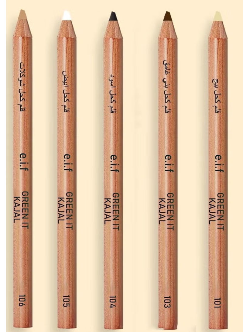 إلف كحل قلم عيون  لون ابيض + بيج + شوكلت +بني غامق + اسود 5قطعة - Image 1