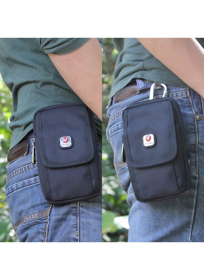 VIIGER - Canvas Dual Phone Holster for Belt Flip Cell Phone Case for iPhone 16 Pro Max iPhone 15 Pro Max Galaxy S24 Ultra, Universal Smartphone Pouch with Belt Loop and Clip for Men, Magnetic Flap Pocket - Image 1