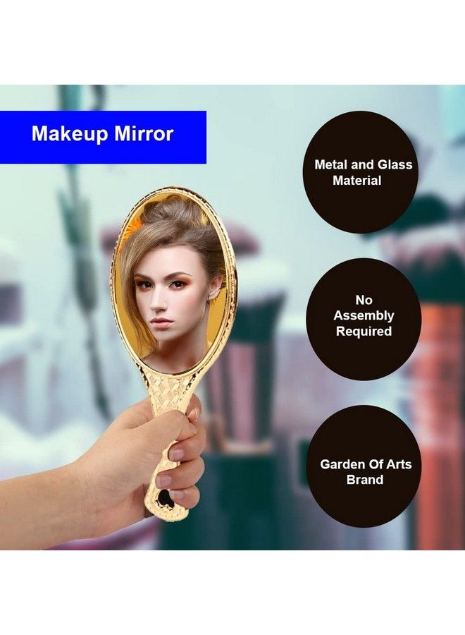 Garden Of Arts مرآة Oval ذهبية محمولة لصالونات الحلاقة مع مقبض قبضة - Image 5