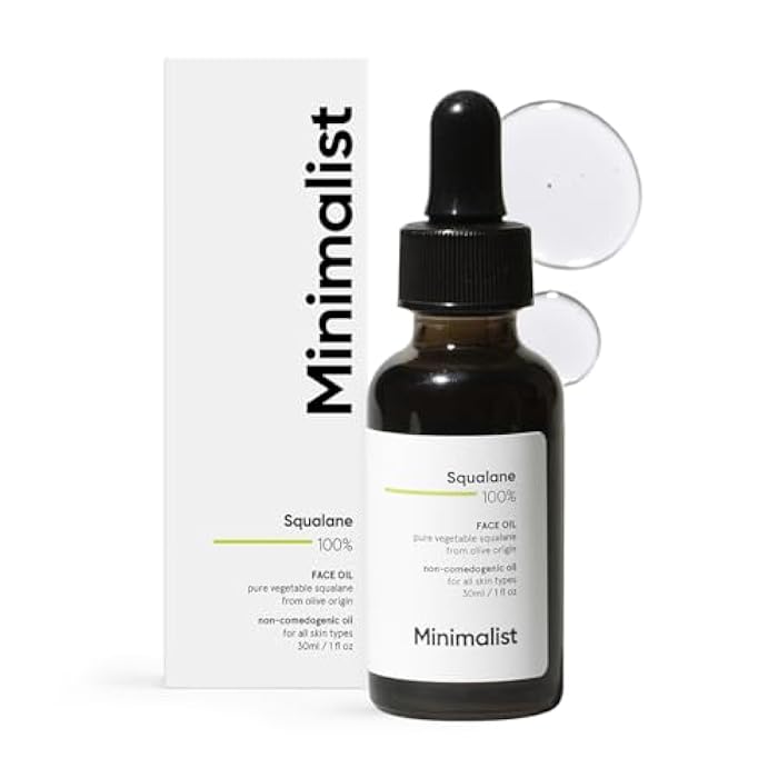 Minimalist Squalane 100% (Plant Derived) Face Oil for Moisturization | Improves Skin Hydration & Reduces Fine Lines | Restores Suppleness, Firmness & Elasticity of Skin | 1 Fl Oz / 30 ml - Image 1