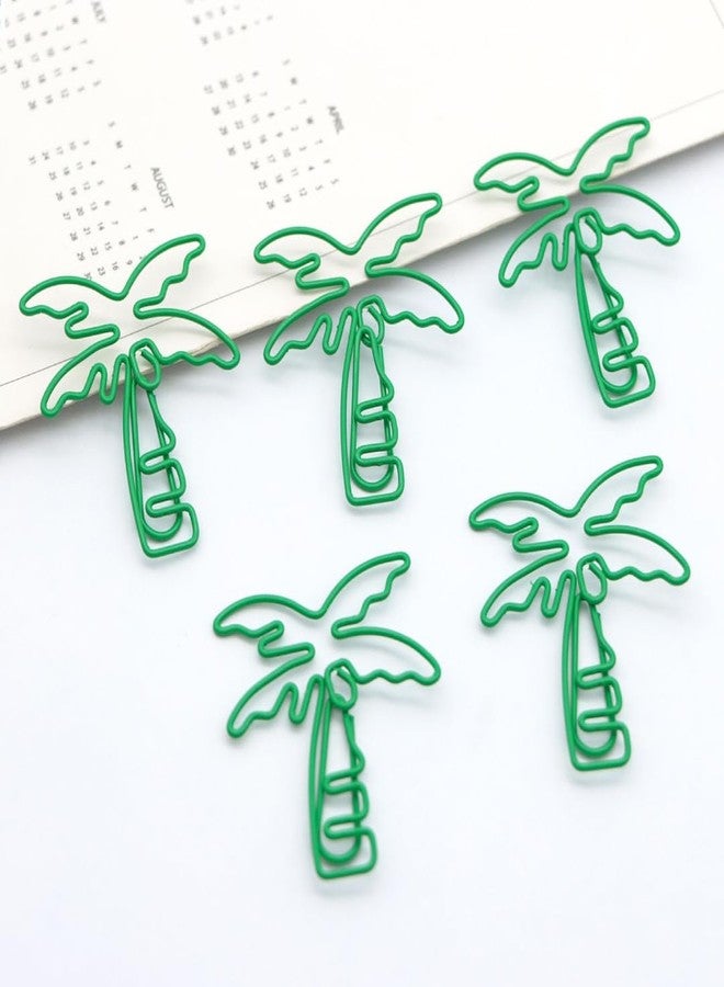 QANYEGN 100Pcs Coconut Tree Shape Paper Clips, Metal Bookmarks Planner Clips, Cute Palm Tree Shape Paper Clips with Box, for Office, School Use - Image 2