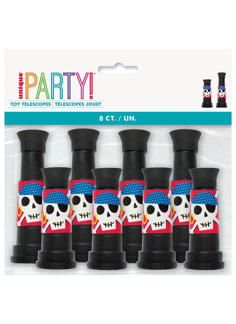 Unique Pirate Ahoy Telescope Black Red Plastic 7cm 8-Pack - Image 4