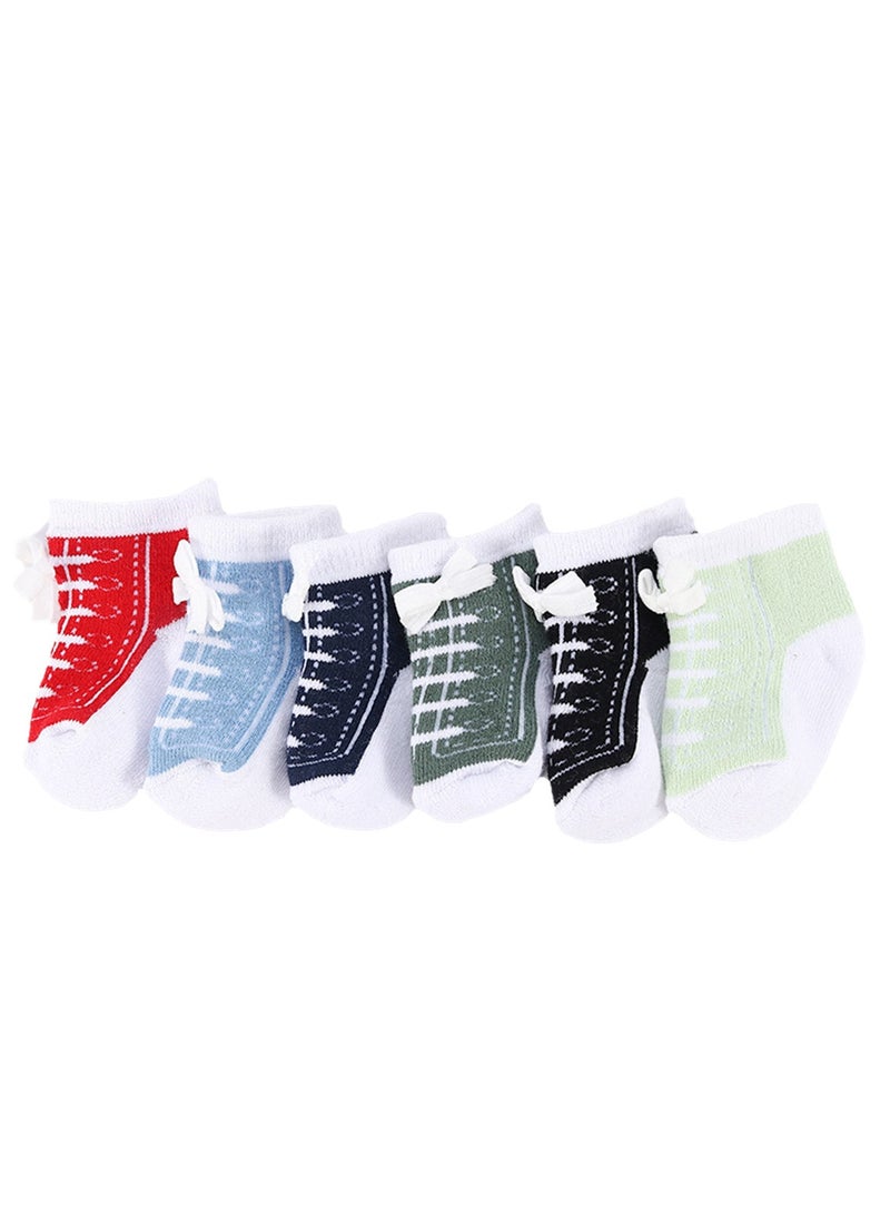 6 pairs of baby socks creative sneaker style baby socks - Image 1