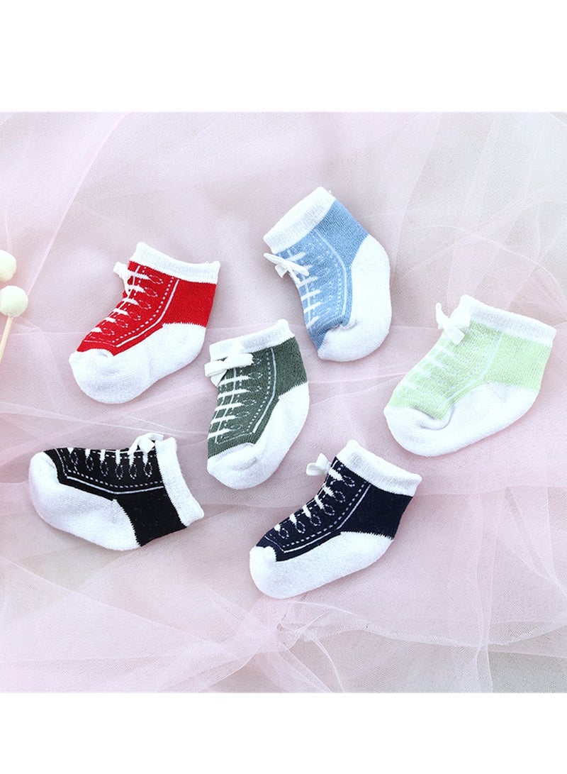 6 pairs of baby socks creative sneaker style baby socks - Image 4