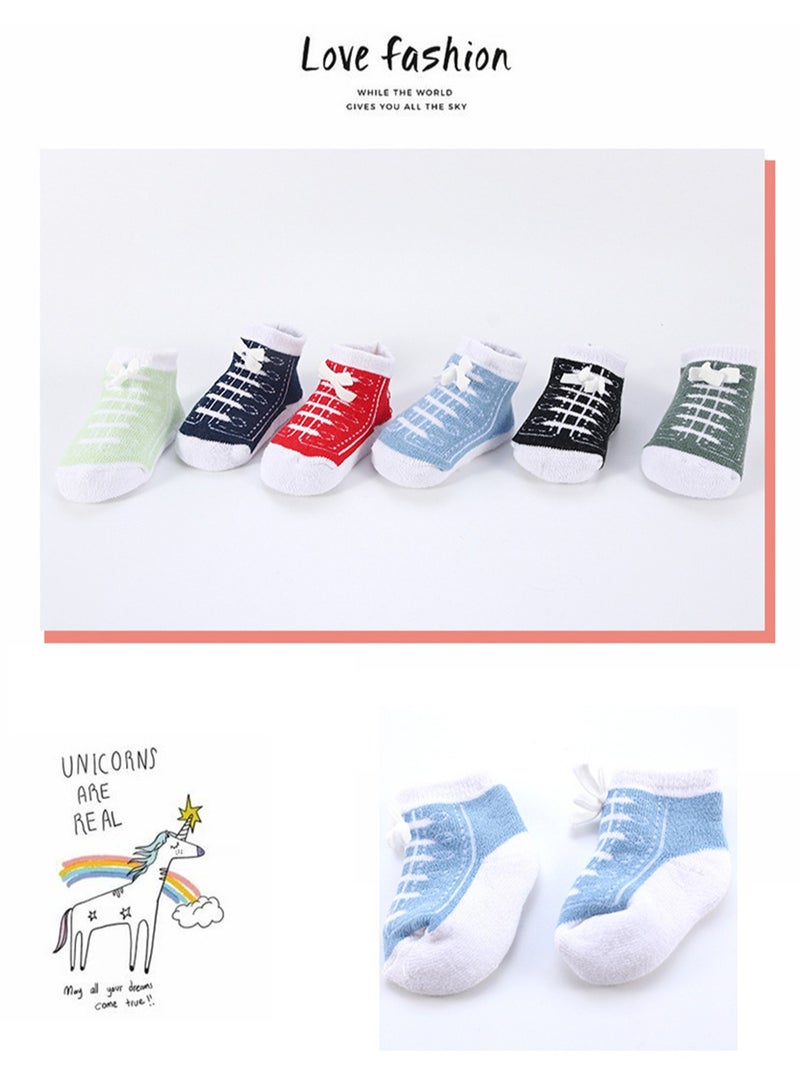 6 pairs of baby socks creative sneaker style baby socks - Image 2