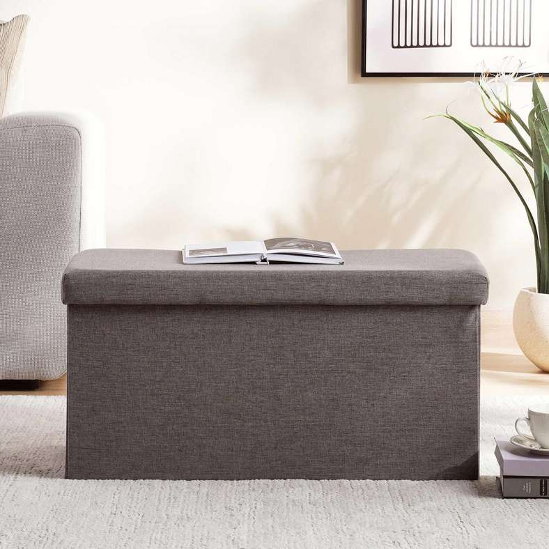 Pan Home أوتومان تيفاني مع تخزين - رمادي - Image 1